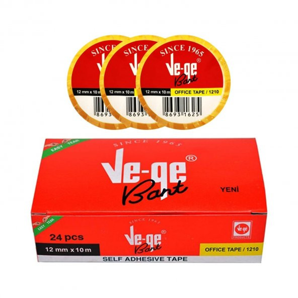 VEGE OFİS BANT 12MM X 10M (1 KUTU 24 ADET)