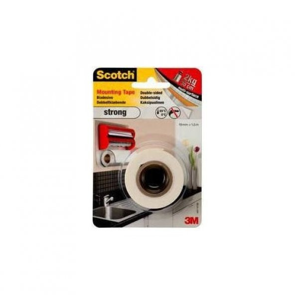 3M SCOTCH 4001 GÜÇLÜ ÇİFT TARAFLI MONTAJ BANDI 19MM X 1,5M