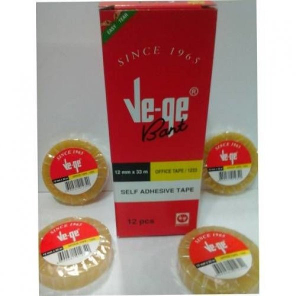 VEGE OFİS BANT 12MM X 33M (1 KUTU 12 ADET)