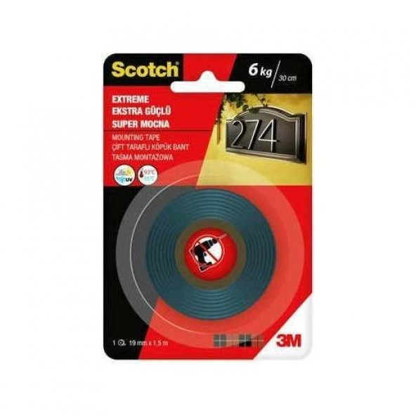 3M SCOTCH 4002 EKSTRA GÜÇLÜ ÇİFT TARAFLI KÖPÜK BANT 19 MM X 1,5 M
