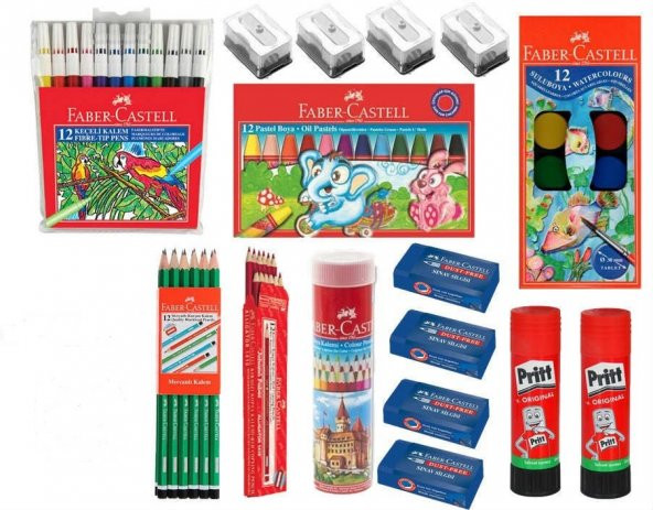 FABER CASTELL OKUL - KIRTASİYE 16 PARÇA MEGA SET