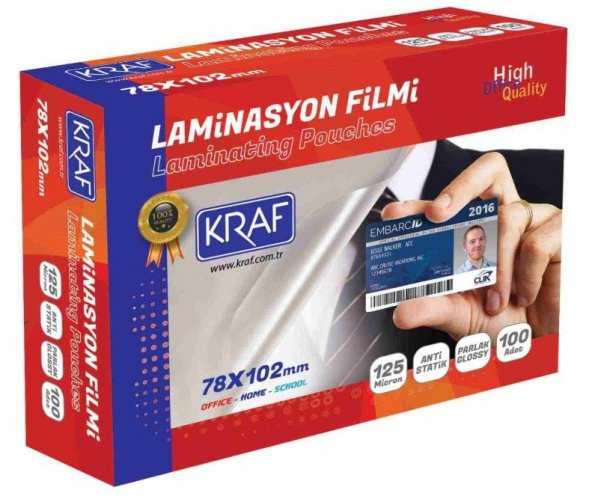 LAMİNASYON FİLMİ 78x102 mm 125MIC 100LÜ