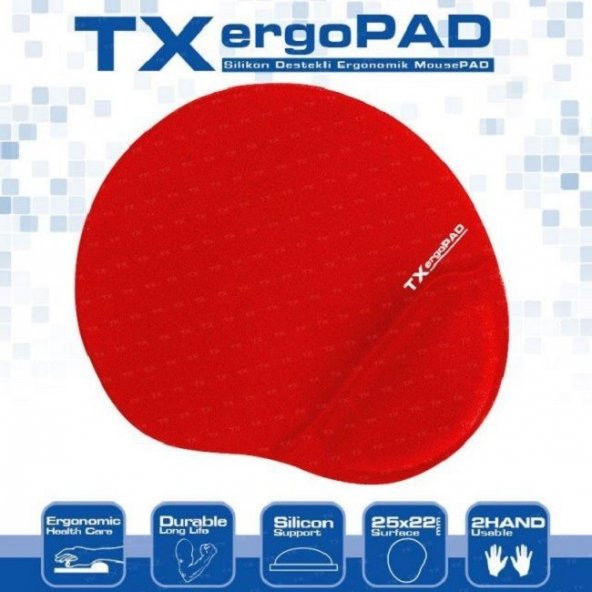 TX TXACMPAD01RD ErgoPad Bilek Destekli Mouse Pad Kırmızı