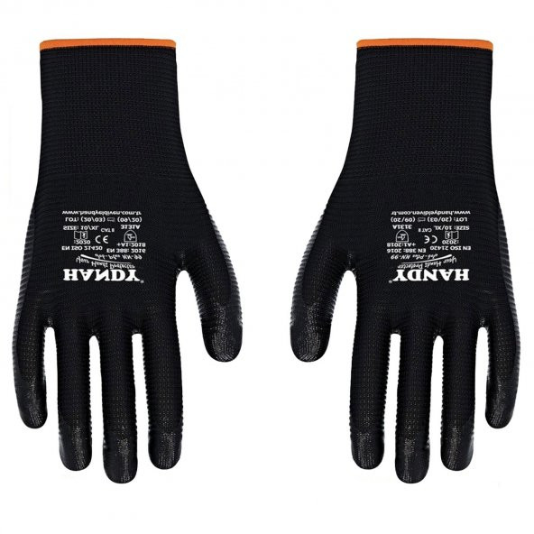 Nitril Kaplama Eldiveni Koruyucu Eldiven Siyah No: 10/XL (1 Çift) - 4