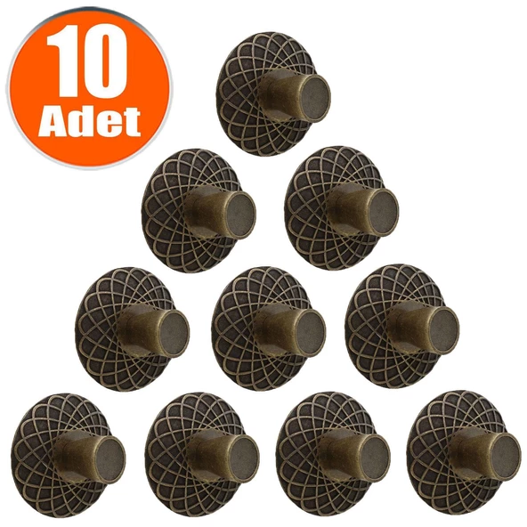 Dinar Eskitme Antik Sarı Metal (10 ADET) Mobilya Mutfak Çekmece Dolap Dolabı Kulpu Kulbu Kulpları