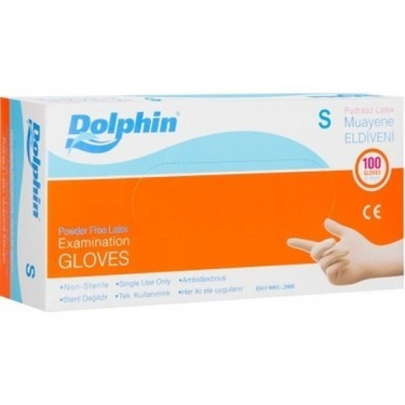 Dolphin Pudrasız Beyaz Latex Eldiven Küçük Boy (S) 100 Lü Paket