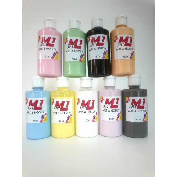 M1 ART Akrilik Boya 160.ml --9 Renk Seçeneği, Ahşap, Tuval, Seramik , Duvar ,Taş - 1