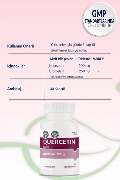 Smartcaps Quercetin 500 mg 30 Kapsül - Resim 3