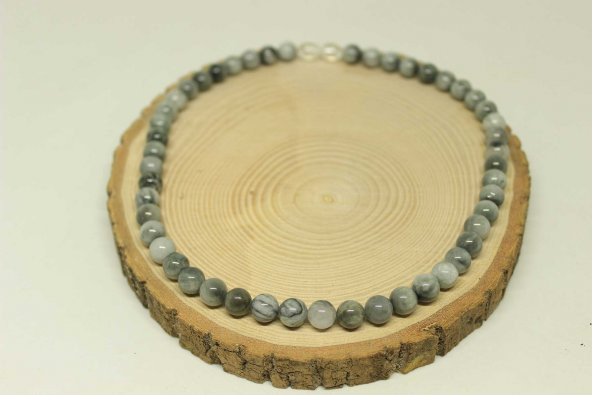 Kartal Gözü Taşı Kolye 8mm (Klipsli) - Resim 3