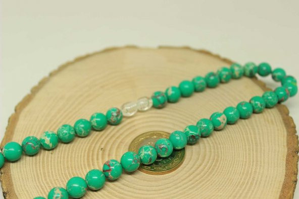 Varisit Taşı Turkuaz Kolye 8mm (Klipsli) - Resim 2