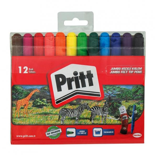 Jumbo Keçeli Kalem 12 Renk Prit 12 li Keçeli Kalem Jumbo 1 Paket - 2