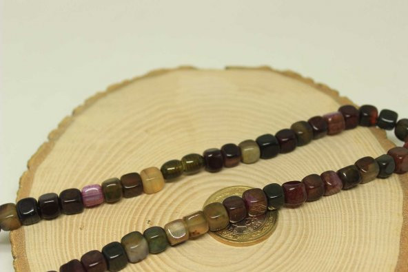 Akik Taşı Küp Şekilli Kolye 7-8mm Aralığı (Klipsli) (23800) - Resim 2