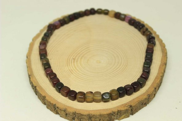 Akik Taşı Küp Şekilli Kolye 7-8mm Aralığı (Klipsli) (23800) - Resim 3