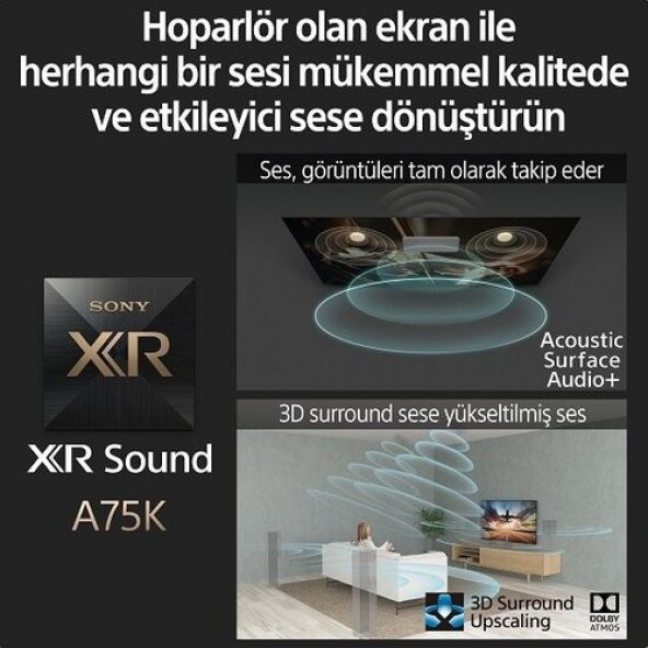 Sony XR-65A75K 65" 165 Ekran Uydu Alıcılı 4K Ultra HD Google Smart LED TV - 7