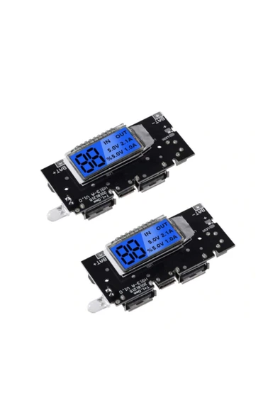 Çift Usb Çıkışlı Ekranlı Powerbank 18650 Pil Şarj Cihaz H913-A Modülü - PowerBank Entegre Board - 4