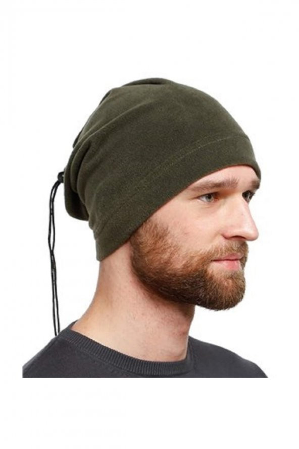 Polar Boyunluk Bere Erkek kadın Aksesuar Siyah Polar Bere Şapka Yeşil + Siyah Normal Parmak Eldiven Tek Ebat - 2