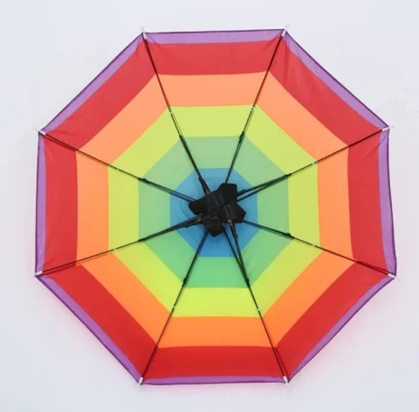 Gökkuşağı Kafa Şemsiyesi Güneş Şemsiyesi  Gökkuşağı Standart - Resim 12
