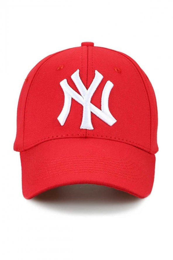 Siyah Beyaz Ny Nakışlı Şapka  Kırmızı - Beyaz Tek Ebat