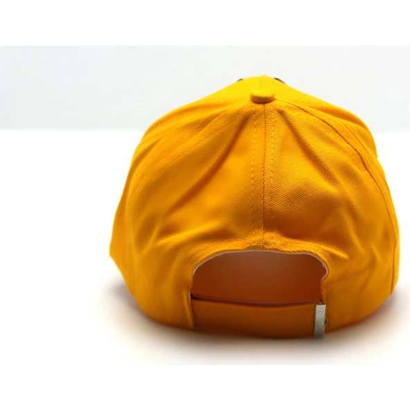 Siyah Beyaz Ny Nakışlı  Şapka Kep  Sarı Tek Ebat - Resim 3