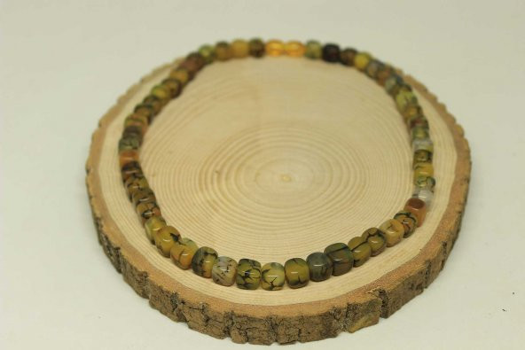 Akik Taşı Küp Şekilli Kolye 7-8mm Aralığı (Klipsli) (23805) - 3