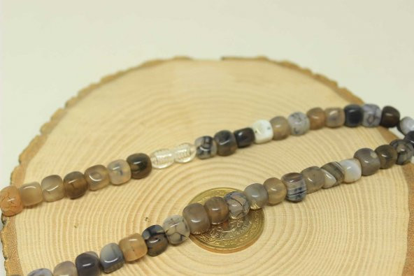 Akik Taşı Küp Şekilli Kolye 7-8mm Aralığı (Klipsli) (23810) - Resim 2