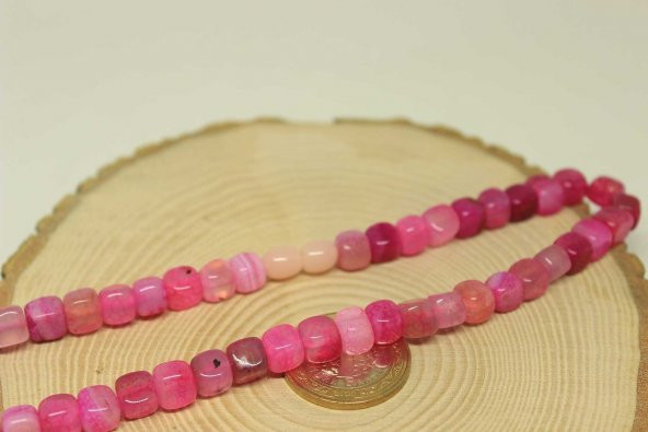 Akik Taşı Küp Şekilli Kolye 7-8mm Aralığı (Klipsli) (23820) - Resim 2