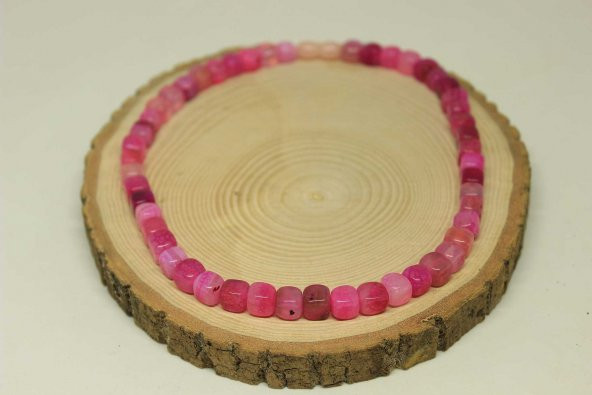 Akik Taşı Küp Şekilli Kolye 7-8mm Aralığı (Klipsli) (23820) - Resim 3