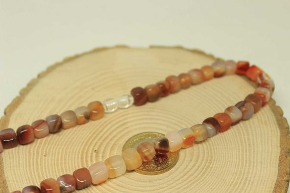 Akik Taşı Küp Şekilli Kolye 7-8mm Aralığı (Klipsli) (23825) - 2