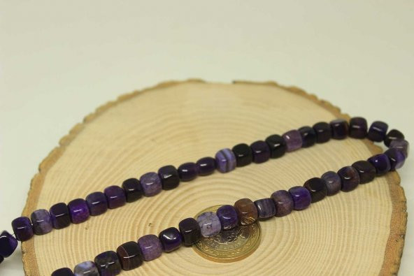 Akik Taşı Küp Şekilli Kolye 7-8mm Aralığı (Klipsli) (23830) - Resim 2