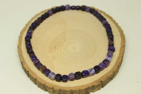 Akik Taşı Küp Şekilli Kolye 7-8mm Aralığı (Klipsli) (23830) - Resim 3