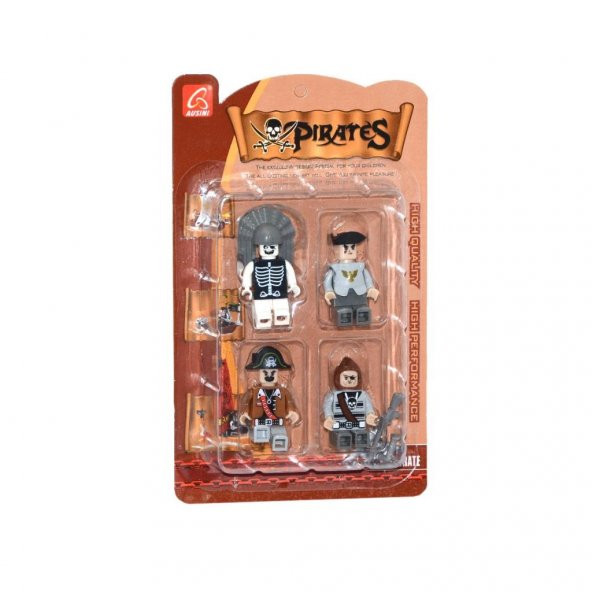 Ausini Pirates 4lü Korsan Figür Seti -B Gri Asker - 2