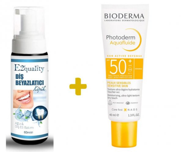 E2quality Diş Beyazlatıcı Köpük + Bioderma Photoderm Aquafluid SPF50+ Dry Touch 40 ml