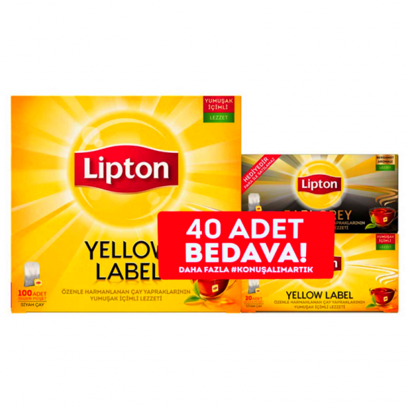 Lipton Yellow Label Bardak Çay 100lü + Yellow Label 20li + Earl Grey 20li