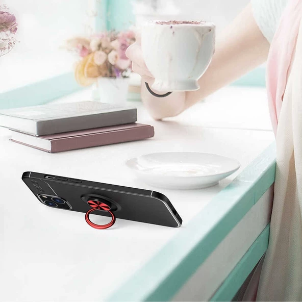 Apple iPhone 14 Kılıf Zore Ravel Yüzüklü Silikon Kılıf - Resim 9