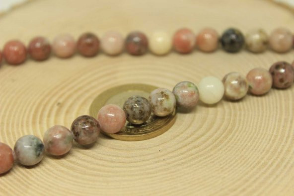 Jasper Taşı Pembe-Beyaz Karışık Renkler 8mm5adet (24005-1) ürün görseli