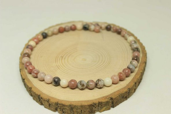 Jasper Taşı Pembe-Beyaz Karışık Renkler 8mm5adet (24005-1) - Resim 3