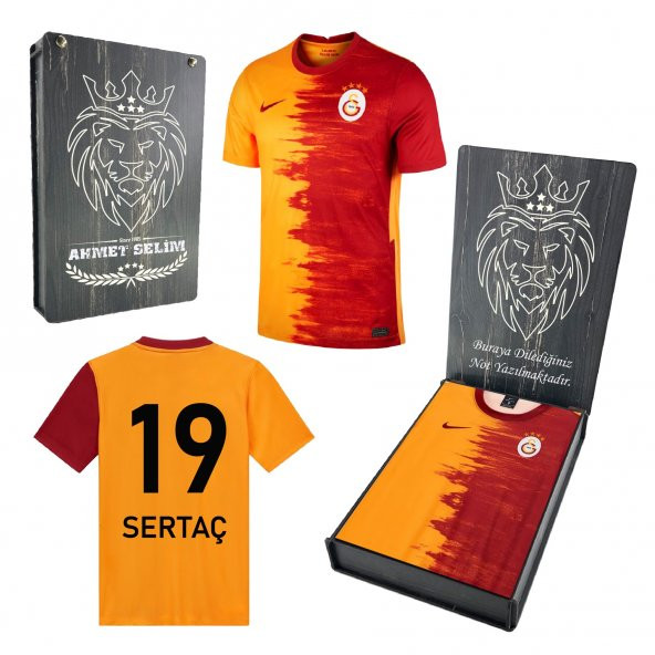 Galatasaray Orijinal İsme Özel Çocuk Forma 2021 Hediyelik Ahşap Kutulu