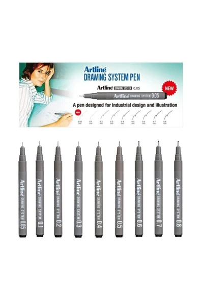 Artline Drawing System Teknik Çizim Kalemi 9'li Tam Set ürün görseli