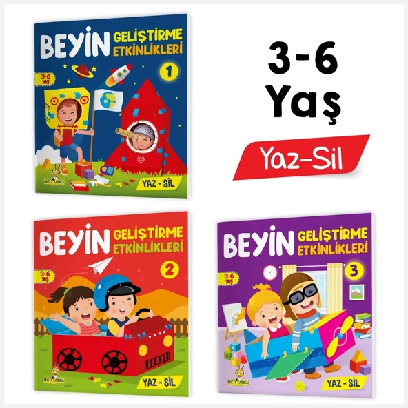 Beyin Geliştirme Etkinlikleri Yaz Sil Kitaplar 3-6 Yaş