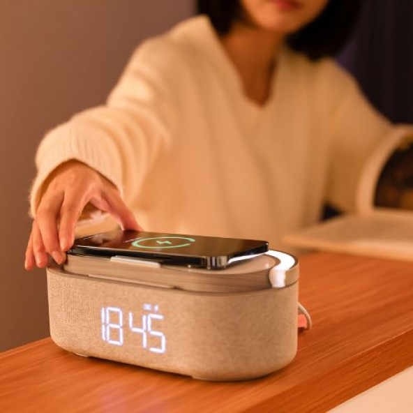 Stobom Keyif Taşınabilir Bluetooth Hoparlör Saat Wireless Şarj Cihazı - 3