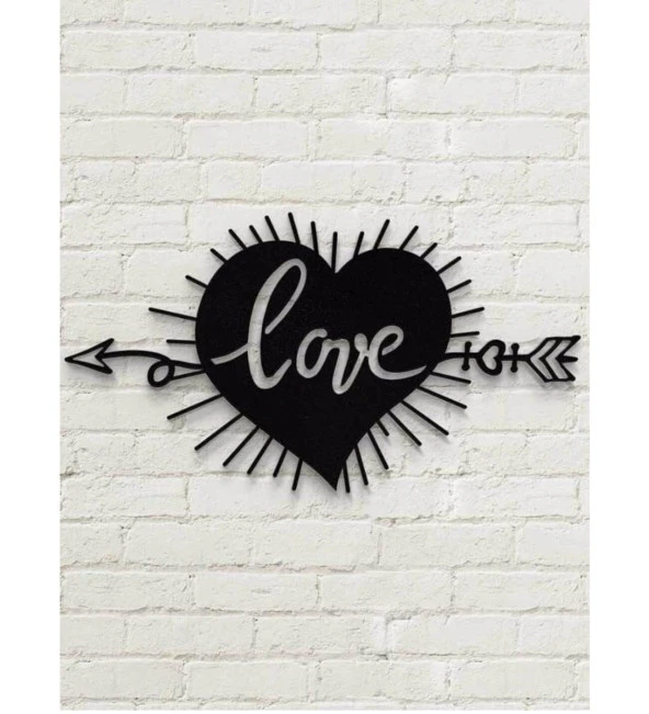 Lazer Kesim Tablo Metal Love Kalp Dekoratif Duvar Süsü Otantik Tablo 56x32 cm - 2