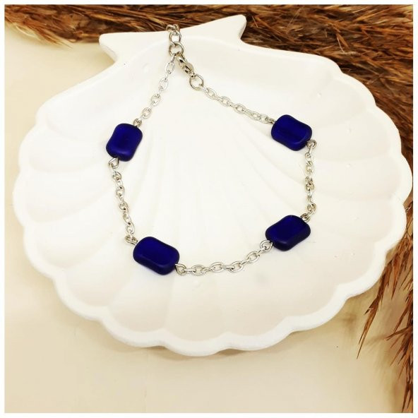 Mavi Kuvars Doğal Taş Kadın Halhal