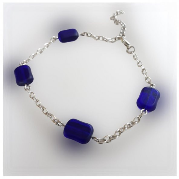 Mavi Kuvars Doğal Taş Kadın Halhal - 2