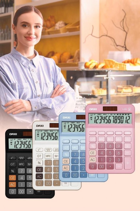 Daxi X-200 Pembe Masaüstü Hesap Makinesi 12 Haneli - 4