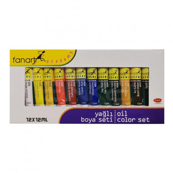 Yağlı Boya Seti Academy 12 Renk 12 Ml 1 Paket Yağlıboya 12 li Seti Tüpte - Resim 3