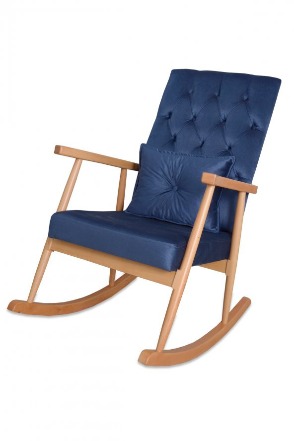 Asedia Trend Naturel Lacivert Kapitoneli Sallanan Sandalye Dinlenme Emzirme Baba Tv Okuma Koltuğu Berjer ürün görseli