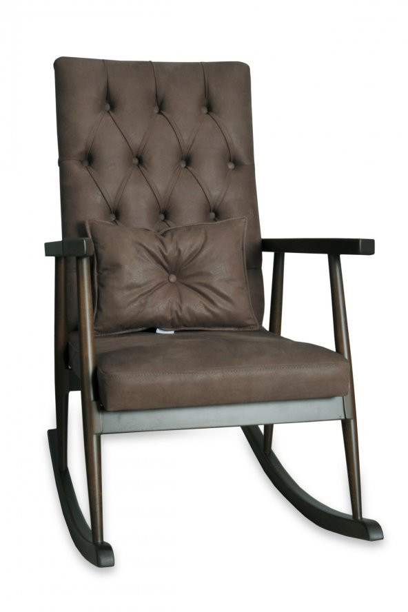 Asedia Trend Ceviz Kahve Kapitoneli Sallanan Sandalye Dinlenme Emzirme Baba Tv Okuma Koltuğu Berjer - 2