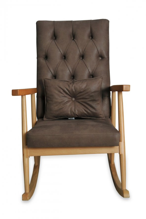 Asedia Trend Naturel Kahve Kapitoneli Sallanan Sandalye Dinlenme Emzirme Baba Tv Okuma Koltuğu Berjer - Resim 2