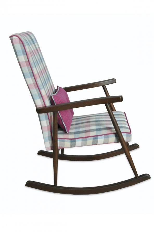 Asedia Trend Ceviz Ekose Döşemeli Sallanan Sandalye Dinlenme Emzirme Baba Tv Okuma Koltuğu Berjer - Resim 2