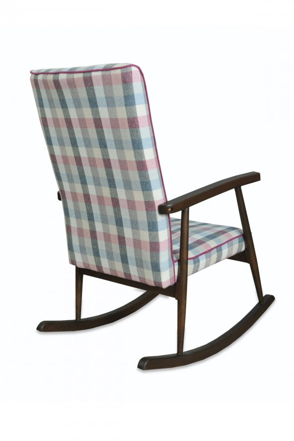 Asedia Trend Ceviz Ekose Döşemeli Sallanan Sandalye Dinlenme Emzirme Baba Tv Okuma Koltuğu Berjer - Resim 3